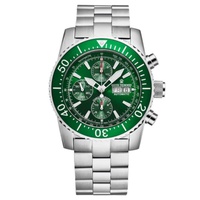 Revue Thommen MEN'S Diver Chronograph Stainless Steel Green Dial Watch 17030.6132