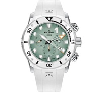 Edox MEN'S CO-1 Chronograph Rubber Green Dial Watch 10242 TINBN VIDNO