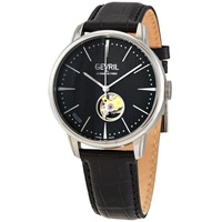 Gevril MEN'S Mulberry Open Heart Leather Black Dial 9600