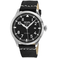 Gevril MEN'S Vaughn Leather Black Dial Watch 43502