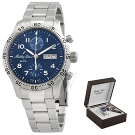 Mathey-Tissot MEN'S Type 21 Chronograph Stainless Steel Blue Dial Watch H1821CHATBUG