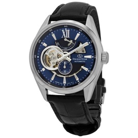 Orient MEN'S Star Leather Blue (Open Heart) Dial Watch RE-AV0005L00B