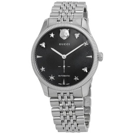 구찌 Gucci MEN'S G-Timeless Stainless Steel Black Dial Watch YA126353
