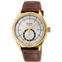 Gevril MEN'S Empire Leather White Dial Watch 48105