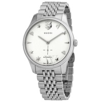 구찌 Gucci MEN'S G-Timeless Stainless Steel Silver Dial Watch YA126354