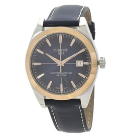 Tissot MEN'S Gentleman Powermatic 80 Silicium Leather Blue Dial Watch T927.407.46.041.00