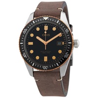 Oris MEN'S Divers Sixty-Five (Calfskin) Leather Black Dial Watch 01 733 7720 4354-07 5 21 44