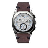 Armand Nicolet MEN'S JH9 Chronograph Leather Silver Dial Watch A668HAA-AZ-PK4140TM