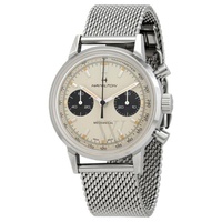Hamilton MEN'S Intra-Matic Chronograph Stainless Steel Mesh Silver Dial Watch H38429110