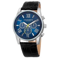 Akribos Xxiv MEN'S Enterprise Leather Blue Dial Watch P50151