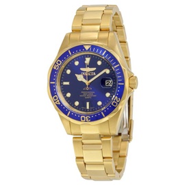 Invicta MEN'S Pro Diver 18K Gold Plated SS Blue Dial 18K GP SS 8937