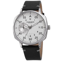 Akribos Xxiv MEN'S Leather White Dial Watch AK1109BU