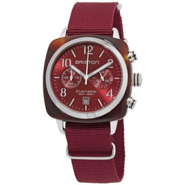 Briston MEN'S Clubmaster Classic Chronograph Nylon (NATO) Sunray Red Dial Watch 15140.SA.T.8.NBDX
