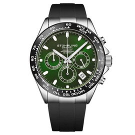 Stuhrling Original MEN'S Monaco Chronograph Rubber Green Dial Watch M18213