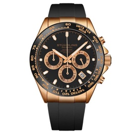 Stuhrling Original MEN'S Monaco Chronograph Rubber Black Dial Watch M18214