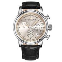 Stuhrling Original MEN'S Monaco Chronograph Leather White Dial Watch M15511