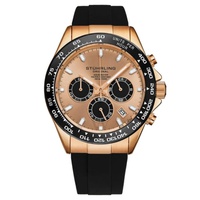 Stuhrling Original MEN'S Monaco Chronograph Rubber Rose Gold-tone Dial Watch M18001