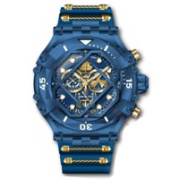 Invicta MEN'S Pro Diver Chronograph Cable and Silicone Gold and Blue Dial Watch 37180