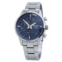 Seiko MEN'S Chronograph Titanium Blue Dial Watch SSB387