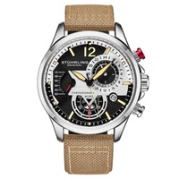 Stuhrling Original MEN'S Aviator Leather Black Dial Watch M17973