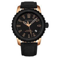Stuhrling Original MEN'S Aquadiver Leather Black Dial Watch M15241