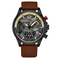 Stuhrling Original MEN'S Aviator Chronograph Leather Grey Dial Watch M17974