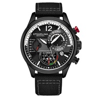 Stuhrling Original MEN'S Aviator Chronograph Leather Black Dial Watch M17975