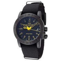 Glycine MEN'S Airman Contemporary Worldtimer Nylon Black Dial Watch GL1038