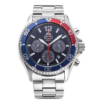 Orient MEN'S Mako Chronograph Stainless Steel Blue Dial Watch RA-TX0201L10B