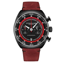 Stuhrling Original MEN'S Monaco Leather Black Dial Watch M13554
