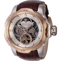 Invicta MEN'S Reserve Leather Rose Gold and Silver Dial Watch 43901