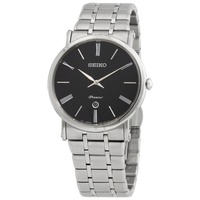 Seiko MEN'S Premier Stainless Steel Black Dial Watch SKP393P1
