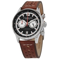 Stuhrling Original MEN'S Monaco Chronograph Leather Black Dial Watch M15560
