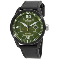 Citizen MEN'S Avion Leather Green Dial Watch AW1735-03X