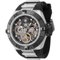 Invicta MEN'S Subaqua Silicone and Stainless Steel Silver and Black Dial Watch 43909