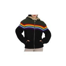 GCDS Ladies Sherpa Lined Rooded Rainbow Sweater M040040 2