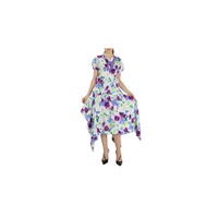 Kenzo Ladies Wisteria Asymmetric Dress With Blurred Floral Print FC52RO0599P1-66