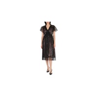 버버리 Burberry Ruffled Hem Embroidered Tulle Dress In Black 8003391