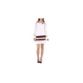 버버리 Burberry White Ring-pierced Striped Stretch Jersey Mini Dress 4562557