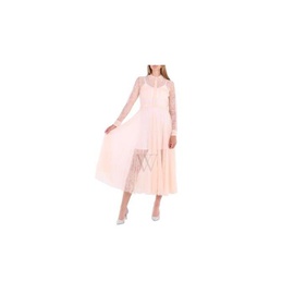버버리 Burberry Ladies Pleated Lace Dress In Powder Pink 4072268