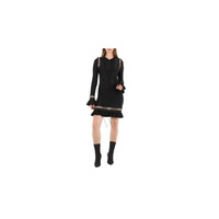 버버리 Burberry Ladies Black Ring Pierced Stretch Jersey Mini Dress 4562560
