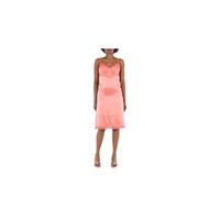 버버리 Burberry Coral Red Chantilly Lace Trim Silk Slip Dress 4547110