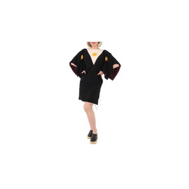 버버리 Burberry Ladies Black Geometric Print Silk Crepe De Chine Cape Sleeve Dress 8046732