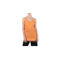 버버리 Burberry Ladies Amber Orange Fishnet And Lace Mini Dress 4567770