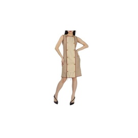 버버리 Burberry Ladies Biscuit Button Panel Detail Wool-blend Shift Dress 4562564