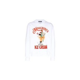 모스키노 Moschino White Ice Cream Cotton Sweatshirt, Brand Size 50 (US Size 40) A1726-0228-1001