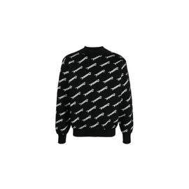 앰부쉬 Ambush MEN'S Black All-Over Logo Crew Knit Sweater BMHE028S23KNI001-1001
