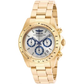 Invicta MEN'S Speedway Chronograph 18K Gold Plated Steel Silver-Tone Dial 17312
