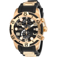 Invicta MEN'S Bolt Chronograph Silicone with Rose Gold-plated Barrel Inserts Black Dial Watch 24219