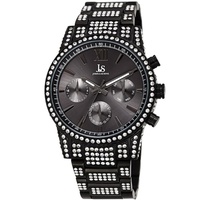 Joshua And Sons MEN'S Chronograph Stainless Steel Bracelet with 440pcs Stone Black Dial JX138BK